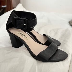 Dune London Black Leather Heel Sandals